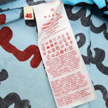 【中古】マルニ MARNI × Flaminia Veronesi コットン プリント オープンカラー 半袖シャツ ブルー【サイズ46】【 状態ランクB 】【 メンズ 】