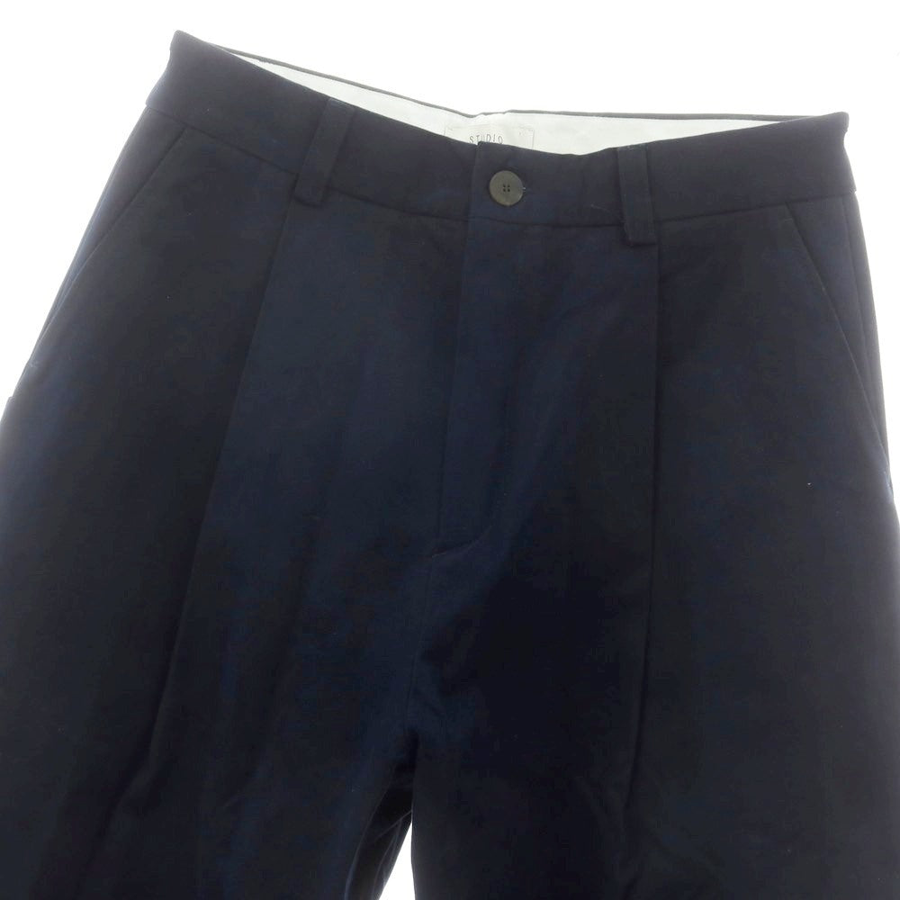 【中古】スタジオニコルソン STUDIO NICHOLSON BRIDGES ピーチコットンツイル パンツ ネイビー【 L 】【 状態ランクC 】【 メンズ 】