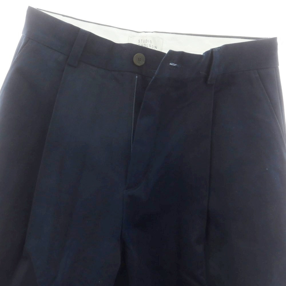 【中古】スタジオニコルソン STUDIO NICHOLSON BRIDGES ピーチコットンツイル パンツ ネイビー【 L 】【 状態ランクC 】【 メンズ 】