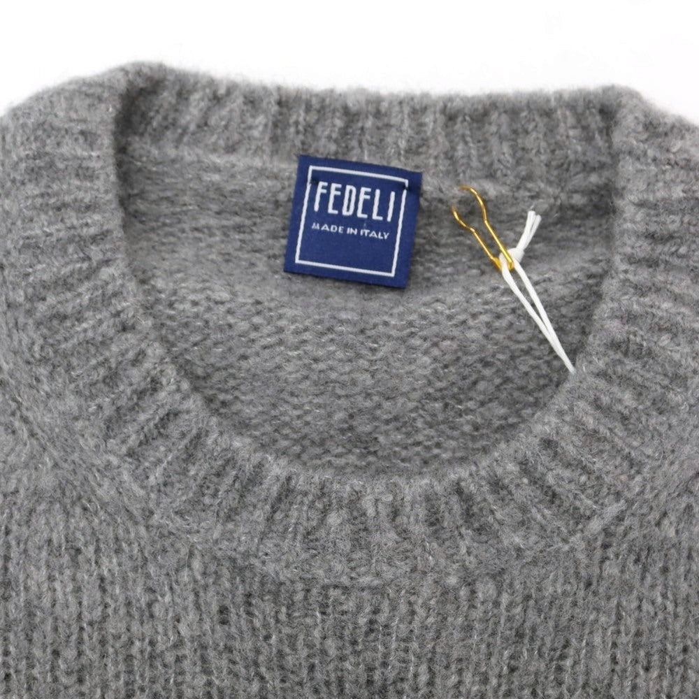【中古】フェデーリ FEDELI ウールカシミヤナイロン クルーネック プルオーバーニット グレー【 48 】【 状態ランクA 】【 メンズ 】