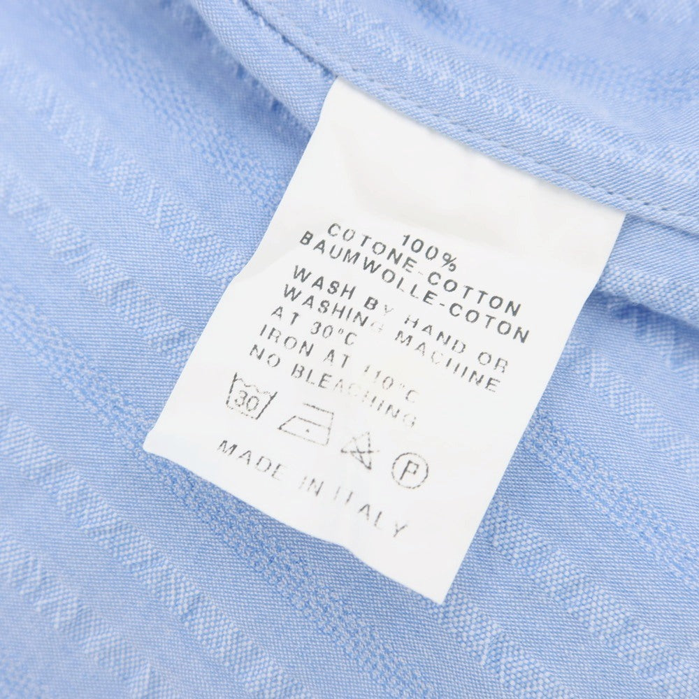 【中古】ギローバー GUY ROVER コットン ストライプ ホリゾンタルカラー カジュアルシャツ ライトブルーxホワイト【 38 】【 状態ランクB 】【 メンズ 】