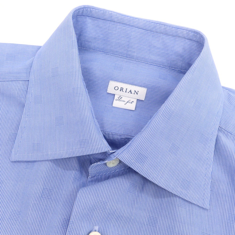 【中古】オリアン ORIAN コットン セミワイドカラー ドレスシャツ ブルーxホワイト【 サイズ38 】【 状態ランクB 】【 メンズ 】 [APD]