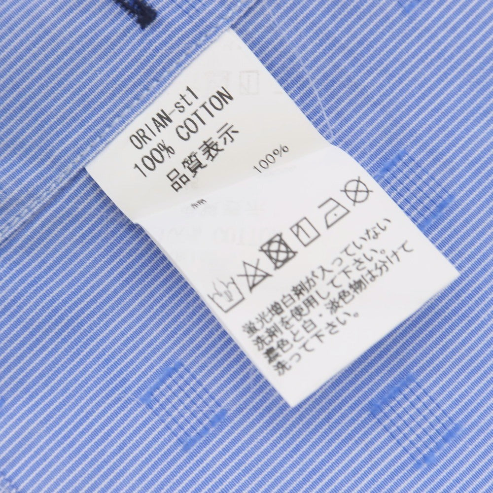 【中古】オリアン ORIAN コットン セミワイドカラー ドレスシャツ ブルーxホワイト【 サイズ38 】【 状態ランクB 】【 メンズ 】 [APD]