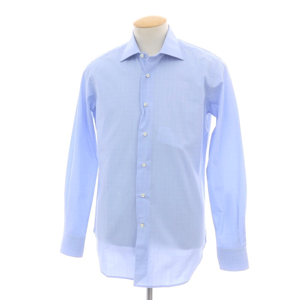 【中古】オリアン ORIAN BEAMS F別注 コットン チェック ワイドカラー ドレスシャツ ライトブルーxホワイト【 38 】【 状態ランクB 】【 メンズ 】
