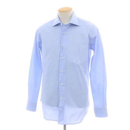 【中古】オリアン ORIAN BEAMS F別注 コットン チェック ワイドカラー ドレスシャツ ライトブルーxホワイト【 38 】【 状態ランクB 】【 メンズ 】