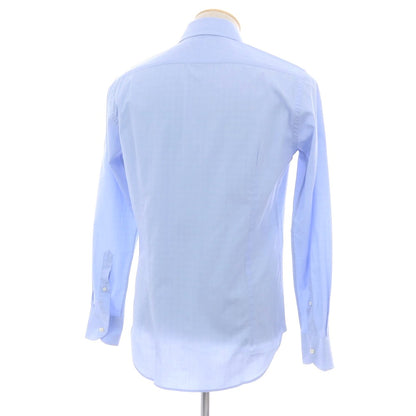 【中古】オリアン ORIAN BEAMS F別注 コットン チェック ワイドカラー ドレスシャツ ライトブルーxホワイト【 38 】【 状態ランクB 】【 メンズ 】