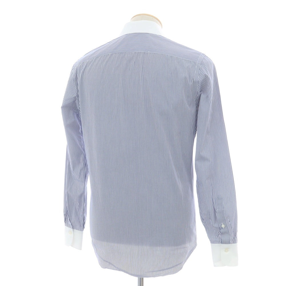 【中古】ボリエッロ BORRIELLO コットン ストライプ ワイドカラー クレリック ドレスシャツ ネイビーxホワイト【 37 】【 状態ランクB 】【 メンズ 】