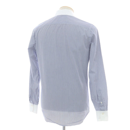 【中古】ボリエッロ BORRIELLO コットン ストライプ ワイドカラー クレリック ドレスシャツ ネイビーxホワイト【 37 】【 状態ランクB 】【 メンズ 】