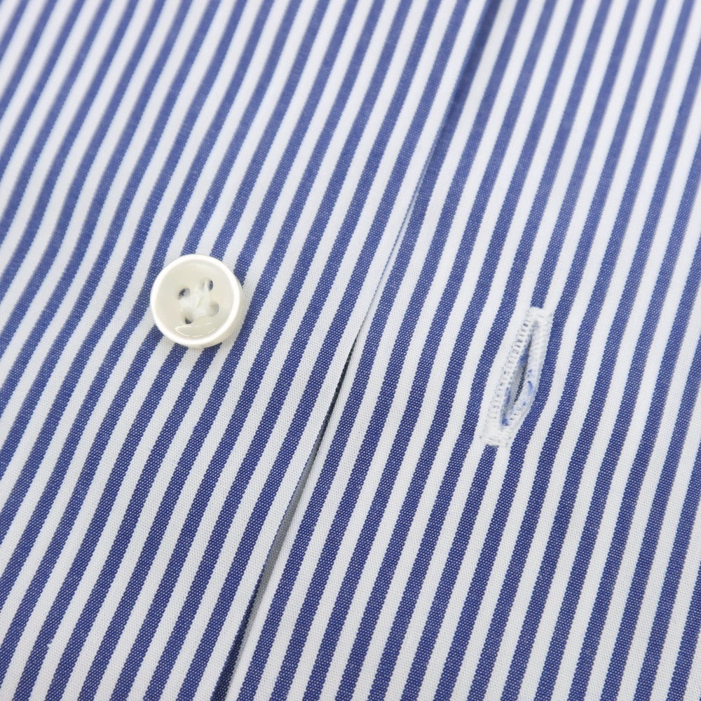 【中古】ボリエッロ BORRIELLO コットン ストライプ ワイドカラー クレリック ドレスシャツ ネイビーxホワイト【 37 】【 状態ランクB 】【 メンズ 】