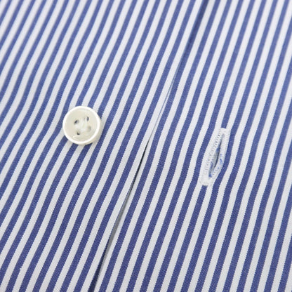 【中古】ボリエッロ BORRIELLO コットン ストライプ ワイドカラー クレリック ドレスシャツ ネイビーxホワイト【 37 】【 状態ランクB 】【 メンズ 】