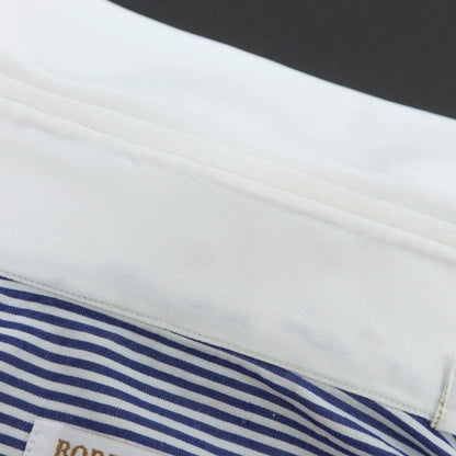 【中古】ボリエッロ BORRIELLO コットン ストライプ ワイドカラー クレリック ドレスシャツ ネイビーxホワイト【 37 】【 状態ランクB 】【 メンズ 】