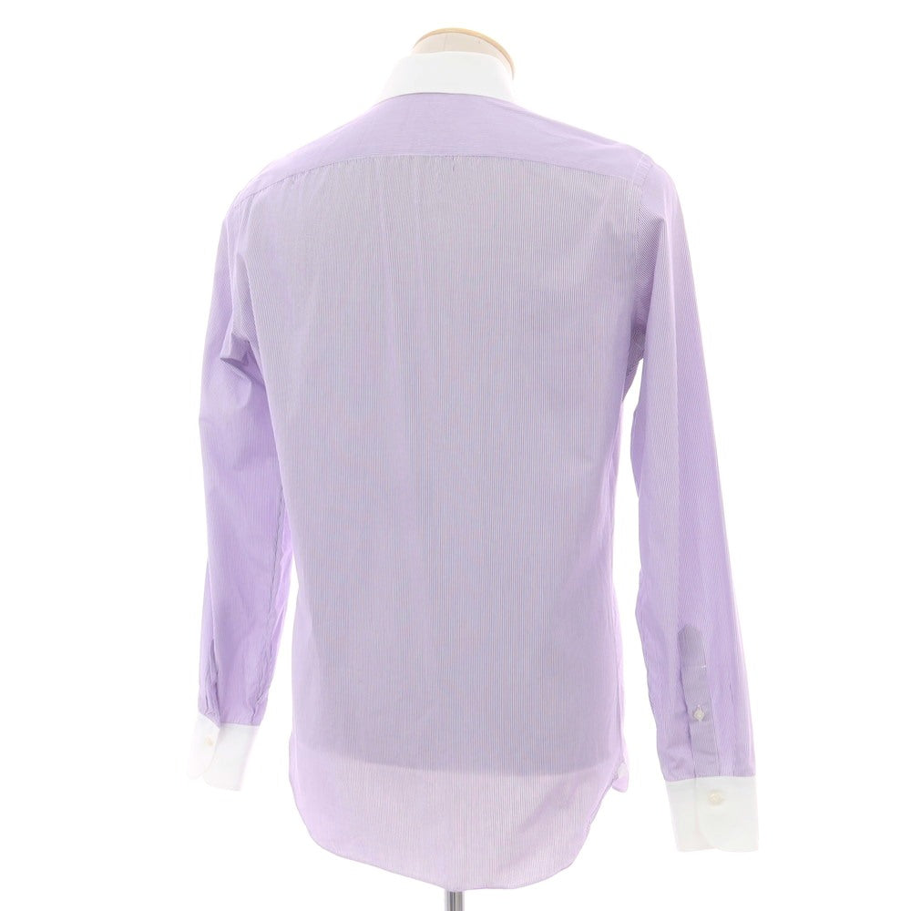 【中古】ボリエッロ BORRIELLO コットン ストライプ ワイドカラー クレリック ドレスシャツ パープルxホワイト【 38 】【 状態ランクB 】【 メンズ 】