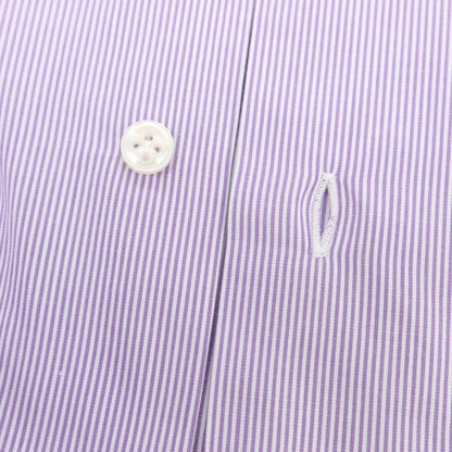 【中古】ボリエッロ BORRIELLO コットン ストライプ ワイドカラー クレリック ドレスシャツ パープルxホワイト【 38 】【 状態ランクB 】【 メンズ 】
