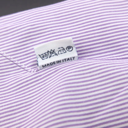 【中古】ボリエッロ BORRIELLO コットン ストライプ ワイドカラー クレリック ドレスシャツ パープルxホワイト【 38 】【 状態ランクB 】【 メンズ 】
