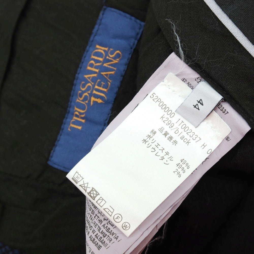 【中古】トラサルディ TRUSSARDI ガーメントダイ ストレッチ コットンポリエステル カジュアルスラックスパンツ ネイビー【サイズ44】【 状態ランクA 】【 メンズ 】