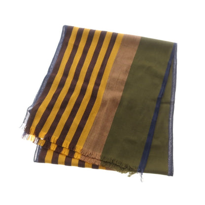 【中古】コーチ COACH ウールレーヨン ストール ブラウン系xモスグリーン【 状態ランクC 】【 メンズ 】