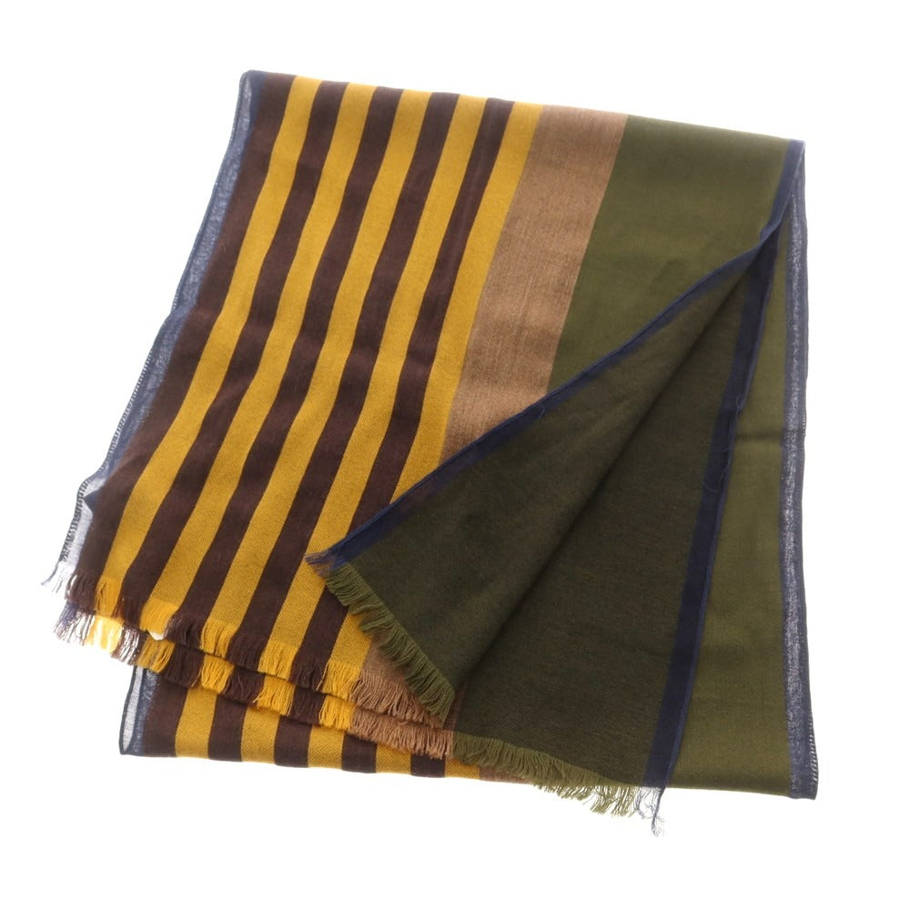 【中古】コーチ COACH ウールレーヨン ストール ブラウン系xモスグリーン【 状態ランクC 】【 メンズ 】