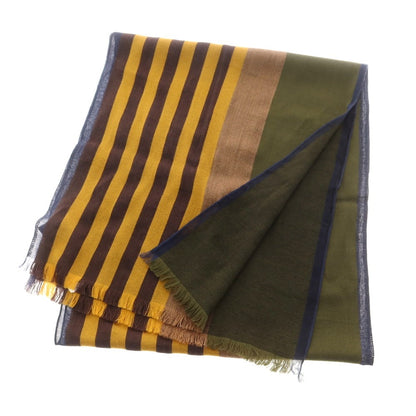 【中古】コーチ COACH ウールレーヨン ストール ブラウン系xモスグリーン【 状態ランクC 】【 メンズ 】