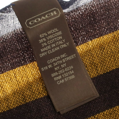 【中古】コーチ COACH ウールレーヨン ストール ブラウン系xモスグリーン【 状態ランクC 】【 メンズ 】