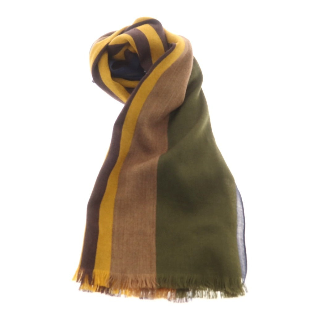 【中古】コーチ COACH ウールレーヨン ストール ブラウン系xモスグリーン【 状態ランクC 】【 メンズ 】