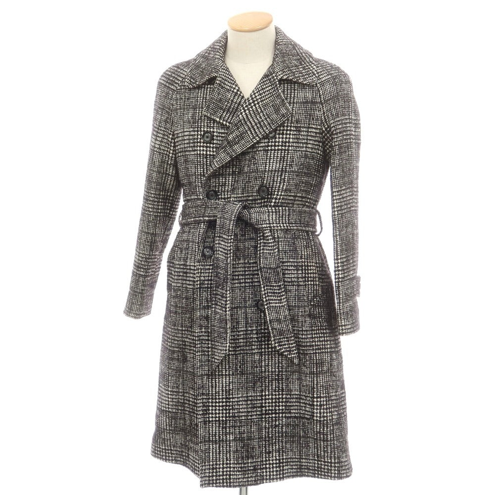 【中古】タリアトーレ TAGLIATORE コットンウール チェック ダブルブレストコート ブラックxホワイト【 42 】【 状態ランクC 】【 メンズ 】