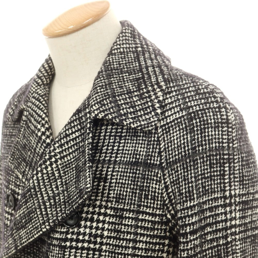 【中古】タリアトーレ TAGLIATORE コットンウール チェック ダブルブレストコート ブラックxホワイト【 42 】【 状態ランクC 】【 メンズ 】