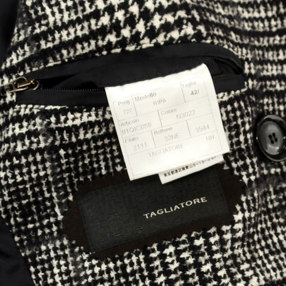 【中古】タリアトーレ TAGLIATORE コットンウール チェック ダブルブレストコート ブラックxホワイト【 42 】【 状態ランクC 】【 メンズ 】