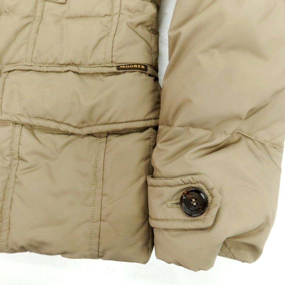 【中古】ムーレー MOORER ポリエステル ファー ダウンジャケット ベージュ【 44 】【 状態ランクD 】【 メンズ 】