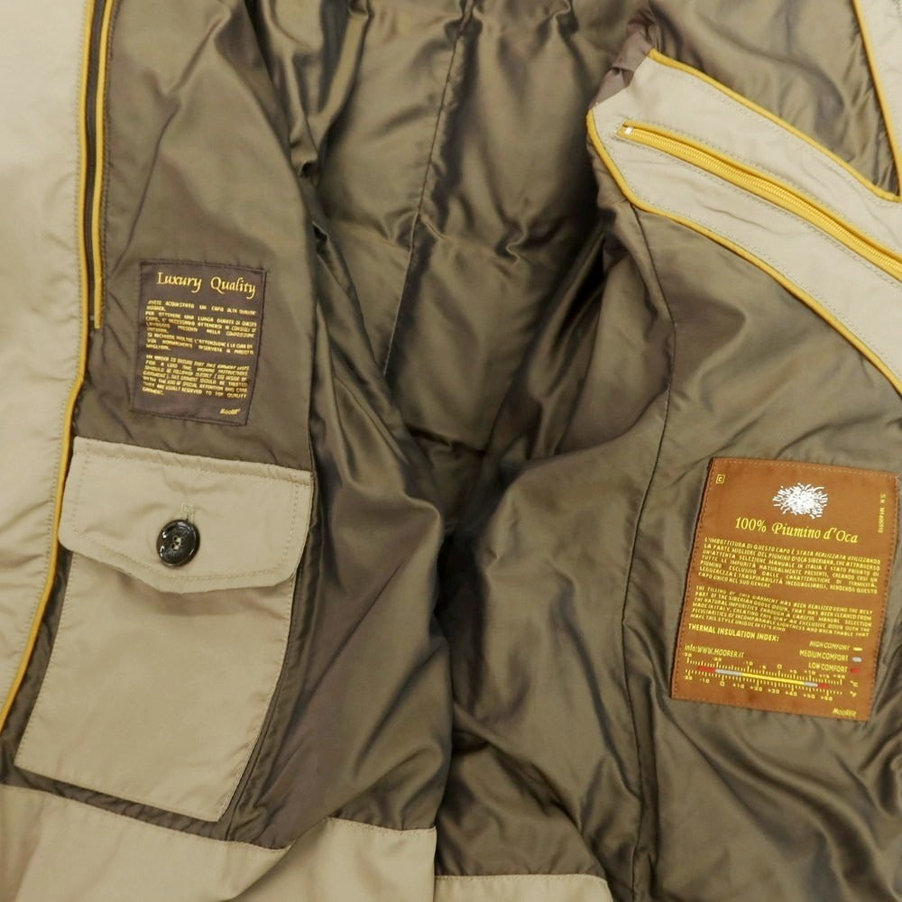 【中古】ムーレー MOORER ポリエステル ファー ダウンジャケット ベージュ【 44 】【 状態ランクD 】【 メンズ 】