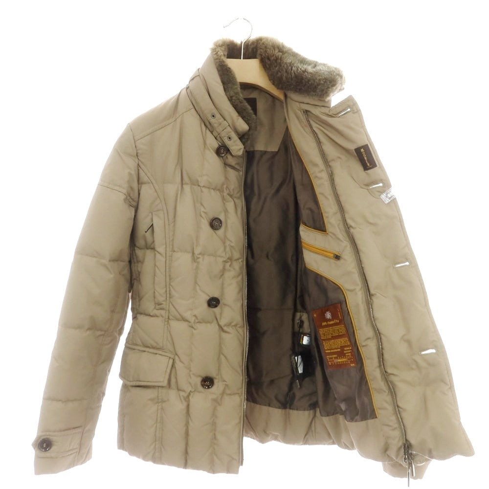 【中古】ムーレー MOORER ポリエステル ファー ダウンジャケット ベージュ【 44 】【 状態ランクD 】【 メンズ 】