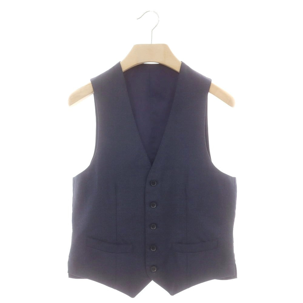 【中古】リングヂャケット RING JACKET × guji ウール グレンチェック スリーピース 3つボタンスーツ ネイビー【 42 】【 状態ランクC 】【 メンズ 】