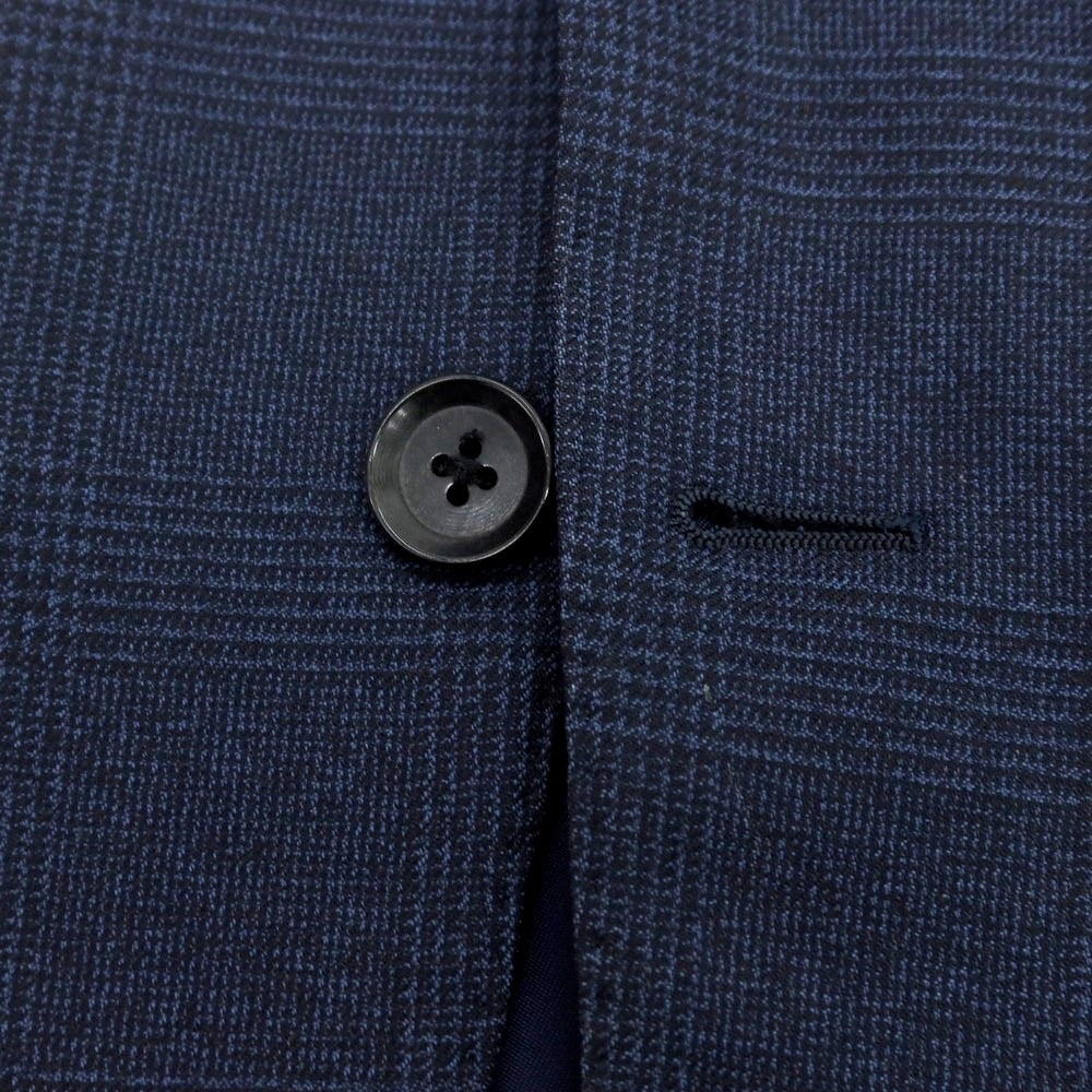 【中古】リングヂャケット RING JACKET × guji ウール グレンチェック スリーピース 3つボタンスーツ ネイビー【 42 】【 状態ランクC 】【 メンズ 】