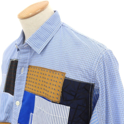 【中古】ジュンヤワタナベ マン JUNYA WATANABE MAN 2025年春夏 チェック パッチワーク カジュアルシャツ ライトブルー【 XS 】【 状態ランクA 】【 メンズ 】