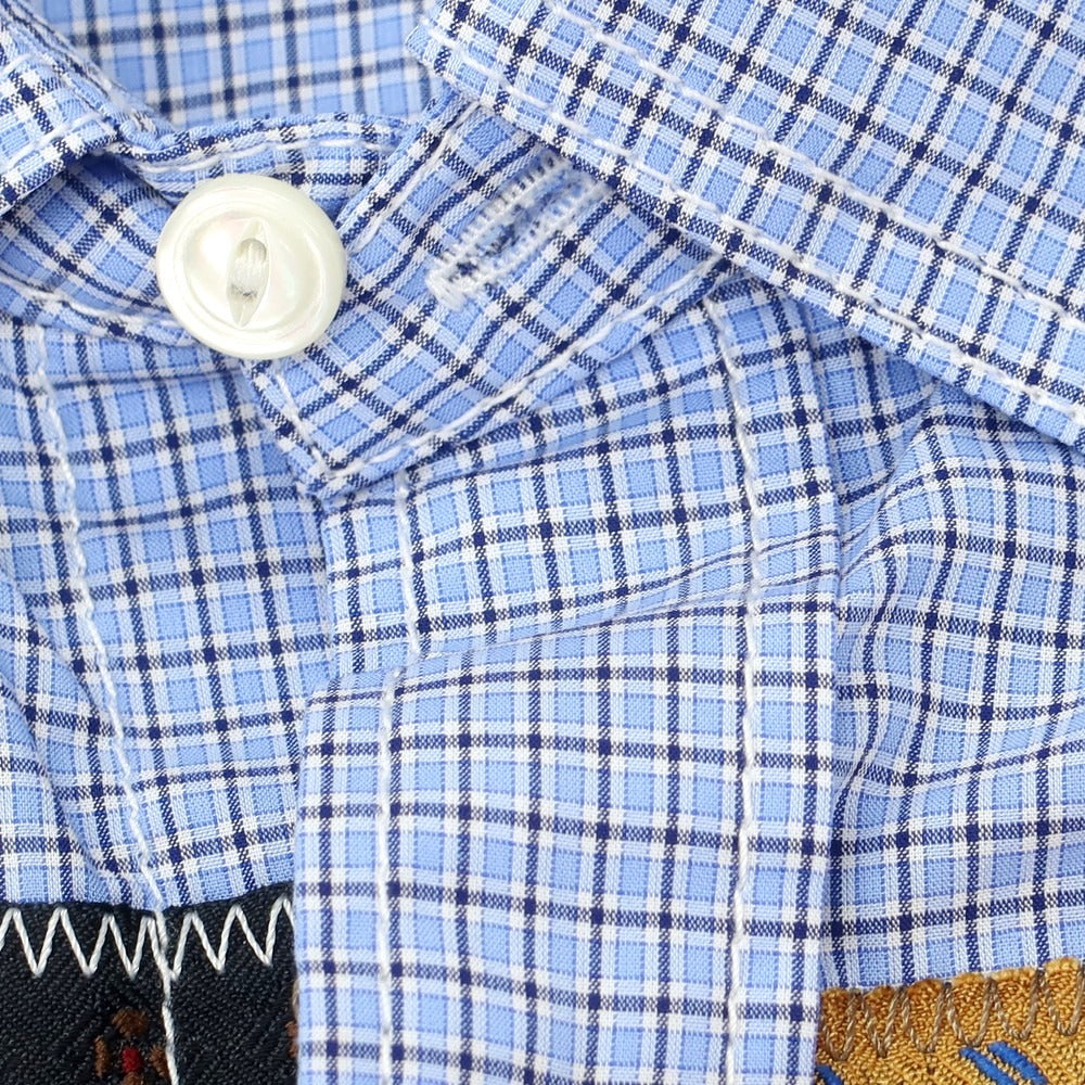 【中古】ジュンヤワタナベ マン JUNYA WATANABE MAN 2025年春夏 チェック パッチワーク カジュアルシャツ ライトブルー【 XS 】【 状態ランクA 】【 メンズ 】