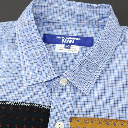 【中古】ジュンヤワタナベ マン JUNYA WATANABE MAN 2025年春夏 チェック パッチワーク カジュアルシャツ ライトブルー【 XS 】【 状態ランクA 】【 メンズ 】