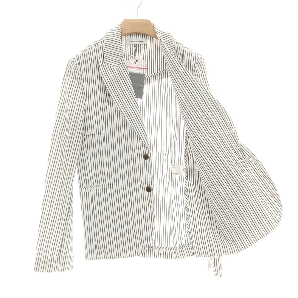 【中古】キココスタディノフ KIKO KOSTADINOV コットン ストライプ 2B カジュアルジャケット ホワイト【 46 】【 状態ランクA 】【 メンズ 】