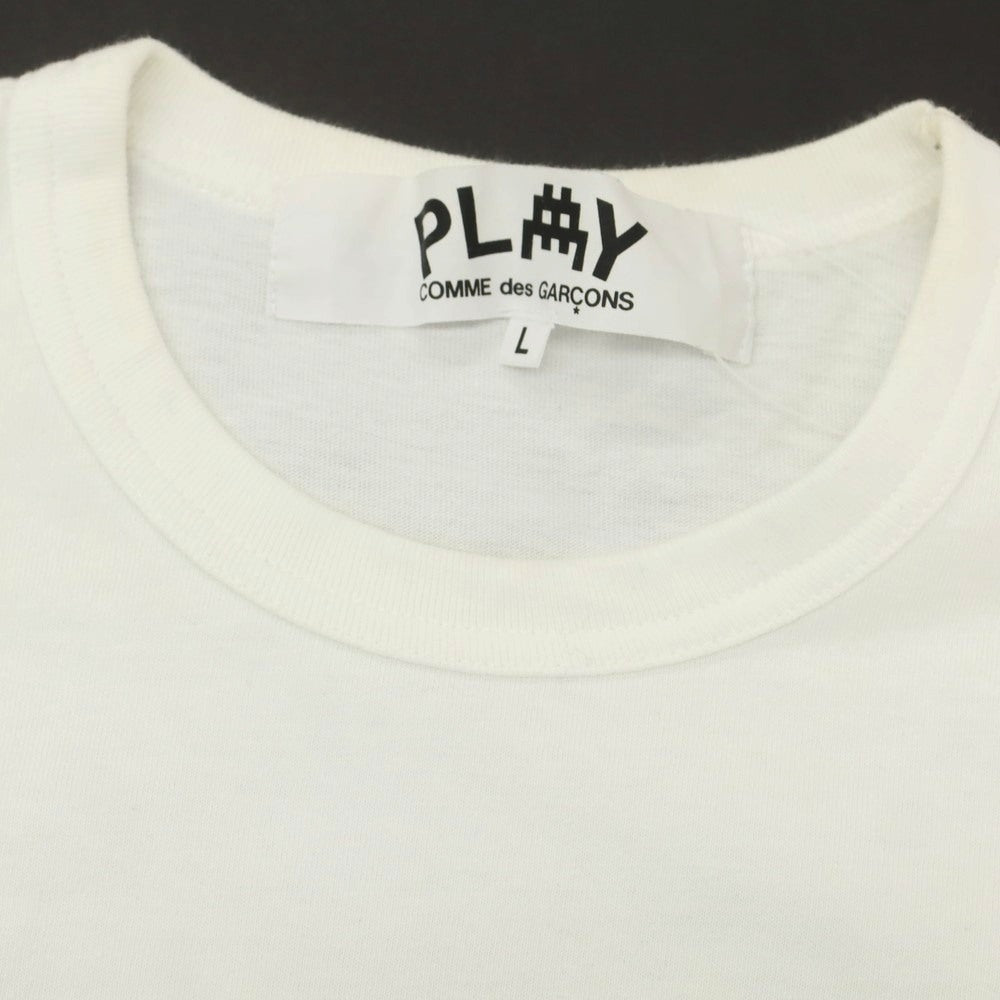 【中古】プレイコムデギャルソン PLAY COMME des GARCONS × INVADER コットン クルーネック 半袖Ｔシャツ ホワイト【サイズL】【 状態ランクC 】【 ユニセックス 】 [EPD]