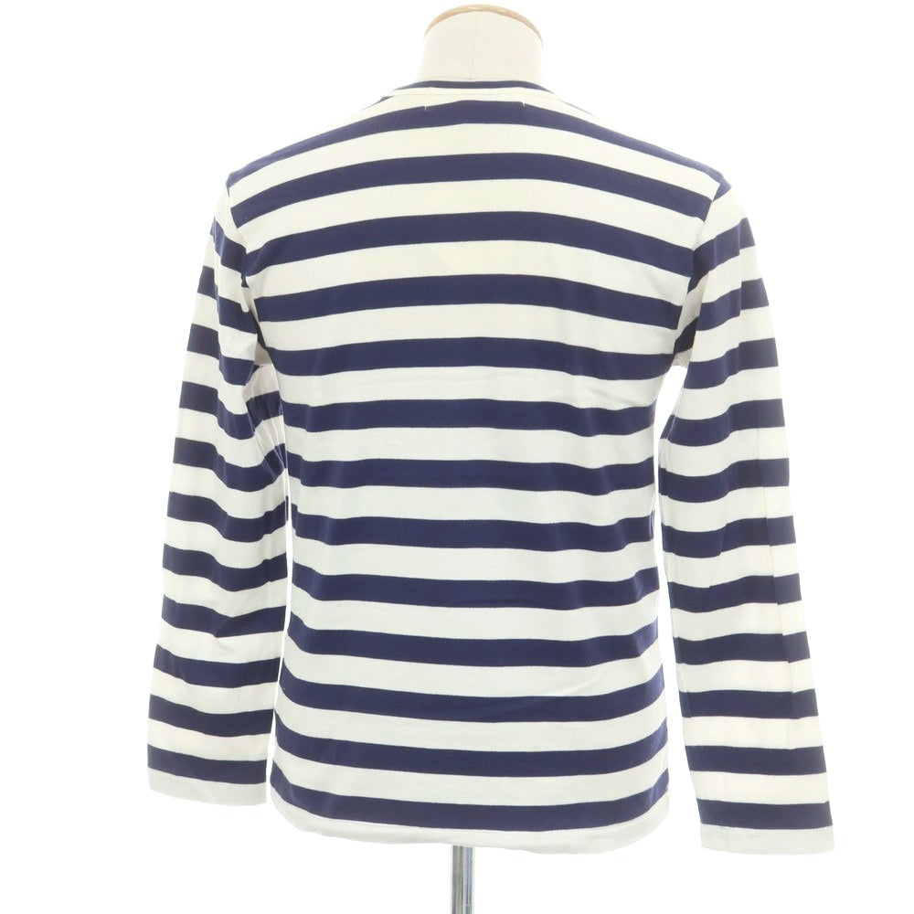 【中古】プレイコムデギャルソン PLAY COMME des GARCONS コットン ボーダー クルーネック 長袖Ｔシャツ ネイビーxホワイト【 S 】【 状態ランクC 】【 ユニセックス 】