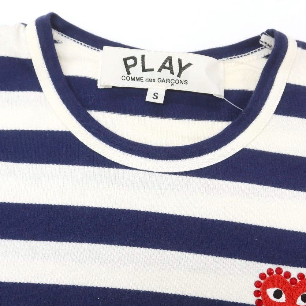 【中古】プレイコムデギャルソン PLAY COMME des GARCONS コットン ボーダー クルーネック 長袖Ｔシャツ ネイビーxホワイト【 S 】【 状態ランクC 】【 ユニセックス 】