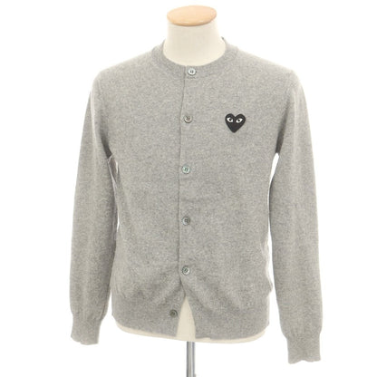 【中古】プレイコムデギャルソン PLAY COMME des GARCONS ウール クルーネック カーディガン グレー【 S 】【 状態ランクC 】【 ユニセックス 】