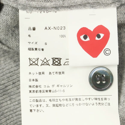 【中古】プレイコムデギャルソン PLAY COMME des GARCONS ウール クルーネック カーディガン グレー【 S 】【 状態ランクC 】【 ユニセックス 】