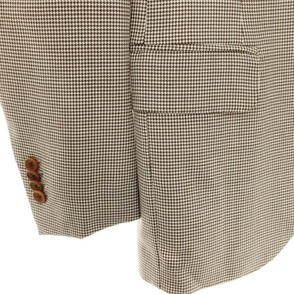 【中古】ガイオラ GAiOLA ウール ハウンドトゥース柄 3つボタンスーツ アイボリーxダークブラウン【サイズ44】【 状態ランクB 】【 メンズ 】