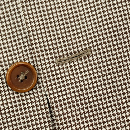 【中古】ガイオラ GAiOLA ウール ハウンドトゥース柄 3つボタンスーツ アイボリーxダークブラウン【サイズ44】【 状態ランクB 】【 メンズ 】