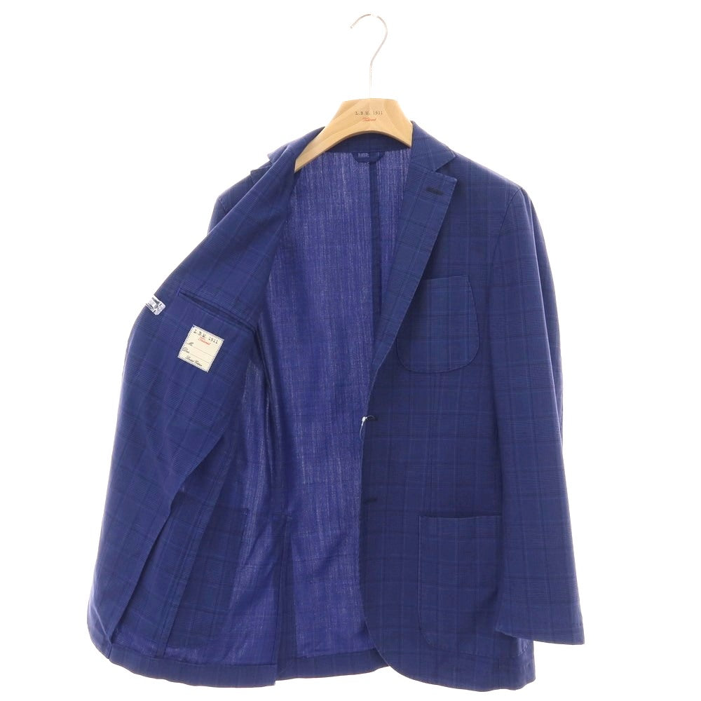 【中古】エルビーエム1911 L.B.M.1911 ウール チェック 2B テーラードジャケット ブルーネイビー【 44 】【 状態ランクC 】【 メンズ 】