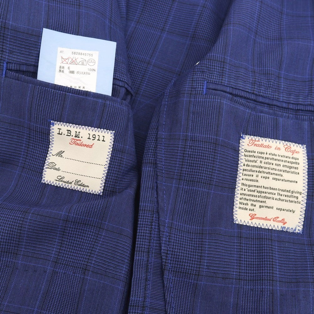 【中古】エルビーエム1911 L.B.M.1911 ウール チェック 2B テーラードジャケット ブルーネイビー【 44 】【 状態ランクC 】【 メンズ 】