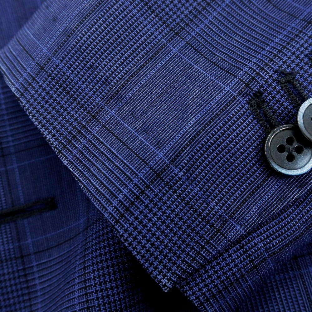 【中古】エルビーエム1911 L.B.M.1911 ウール チェック 2B テーラードジャケット ブルーネイビー【 44 】【 状態ランクC 】【 メンズ 】