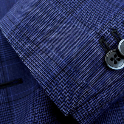 【中古】エルビーエム1911 L.B.M.1911 ウール チェック 2B テーラードジャケット ブルーネイビー【 44 】【 状態ランクC 】【 メンズ 】