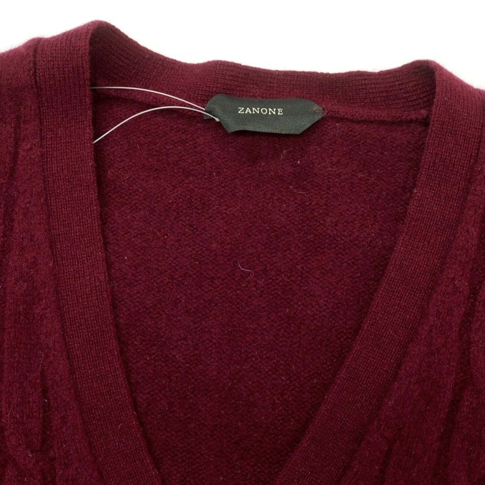 【中古】ザノーネ ZANONE ウール カーディガン ワインレッド【 46 】【 状態ランクC 】【 メンズ 】