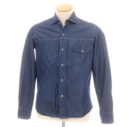 【中古】ジャンネット giannetto Jimmy コットン ダンガリー カジュアルシャツ ネイビー【 S 】【 状態ランクC 】【 メンズ 】