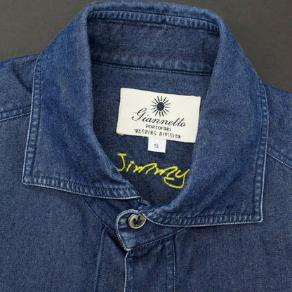 【中古】ジャンネット giannetto Jimmy コットン ダンガリー カジュアルシャツ ネイビー【 S 】【 状態ランクC 】【 メンズ 】